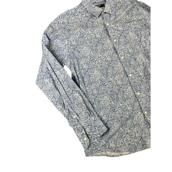 Cremieux Classics Men's Shirt L Blue Paisley Long Sleeve Button Down Cotton - Picture 5 of 10
